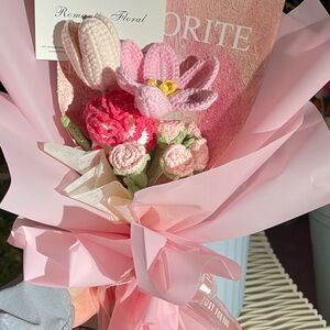 Handmade Pink Crochet Flower Bouquet